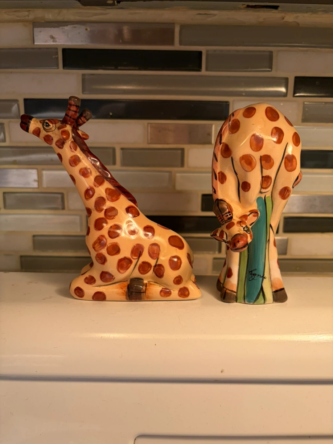 Blue Sky Lynda Corneille Giraffe Salt and Pepper Shakers