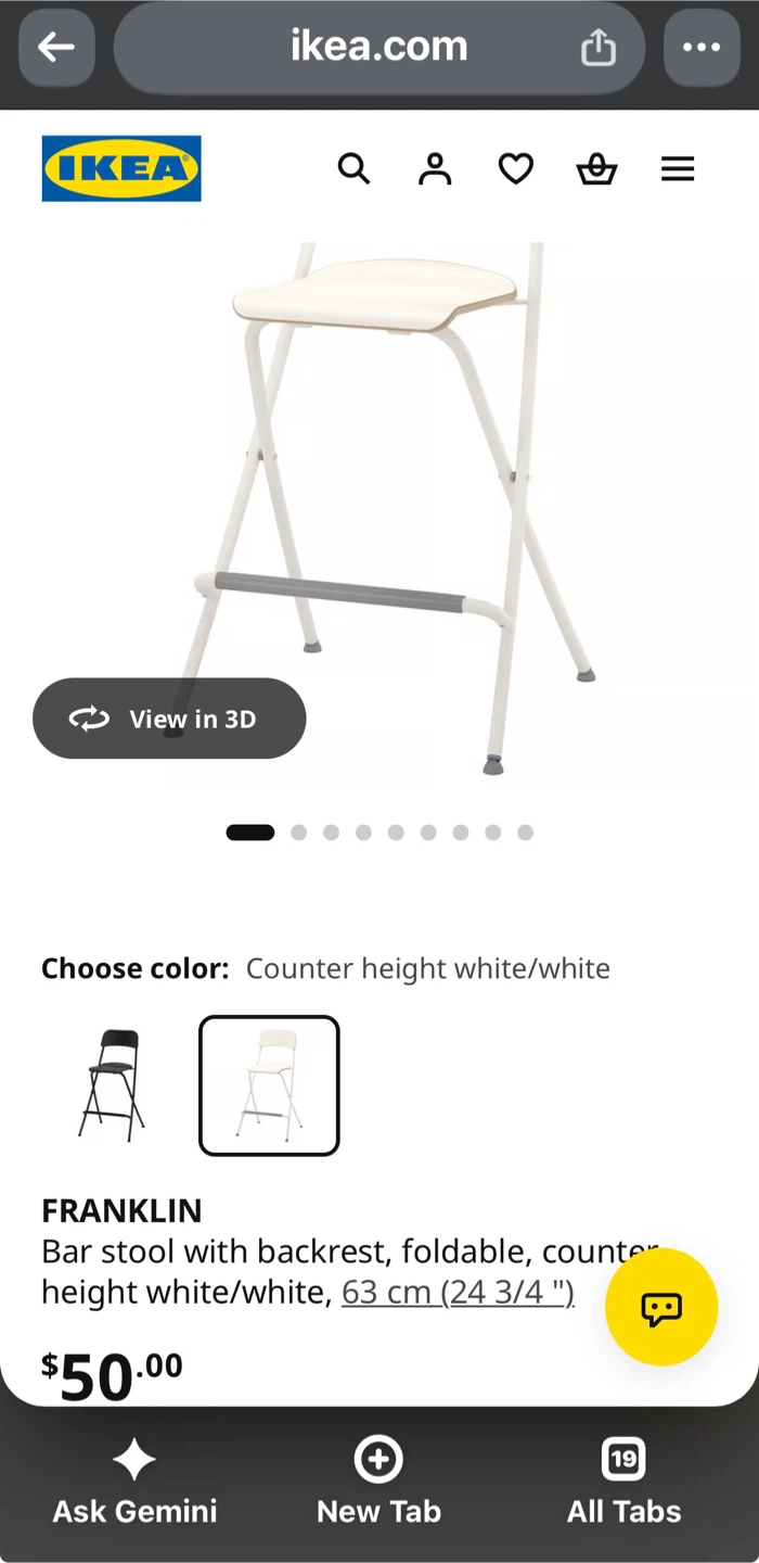 Two IKEA Franklin Foldable Bar Stools - photo 3