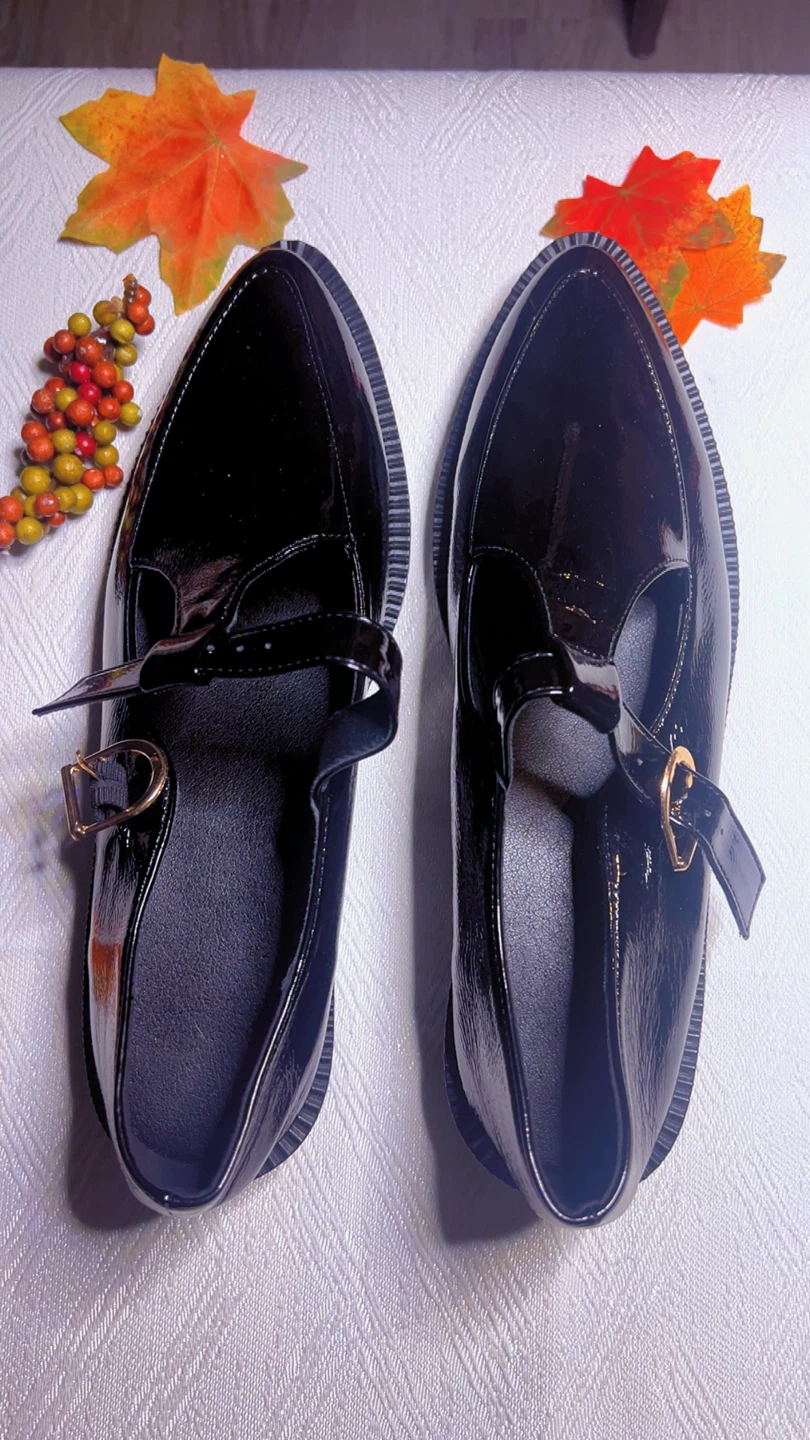 Black Patent T-Strap Flats - photo 5