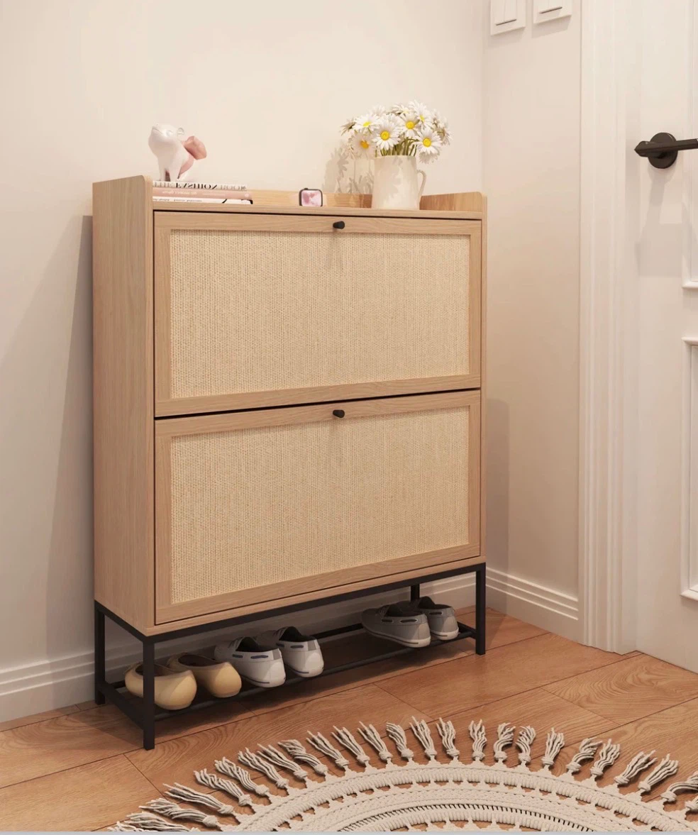Beige 20 Pair Shoe Storage cabinet
