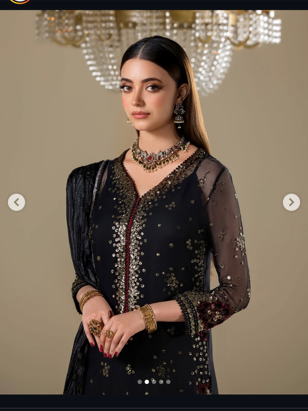 Black Embroidered Party Wear Shalwar Kameez - photo 2