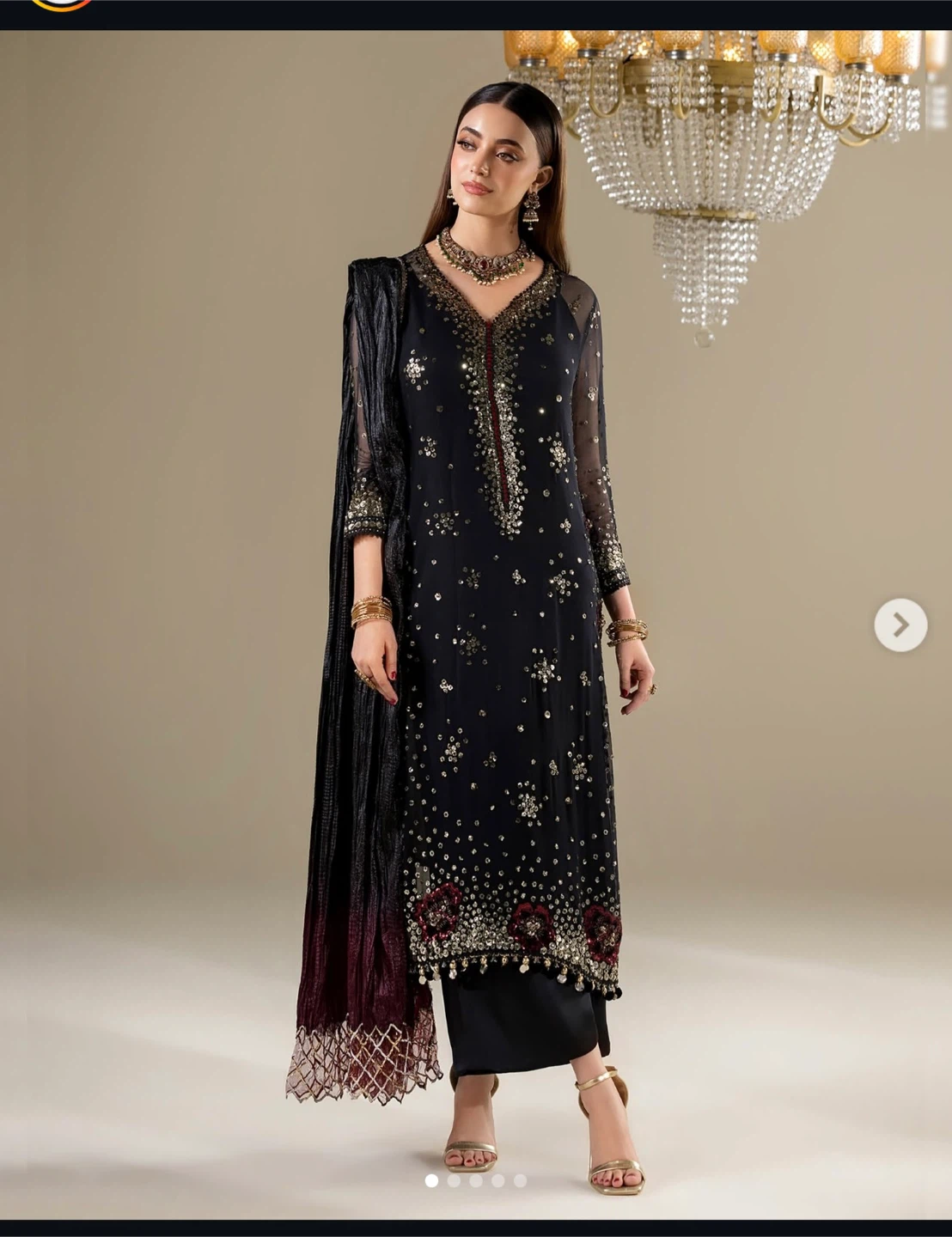 Black Embroidered Party Wear Shalwar Kameez - photo 3