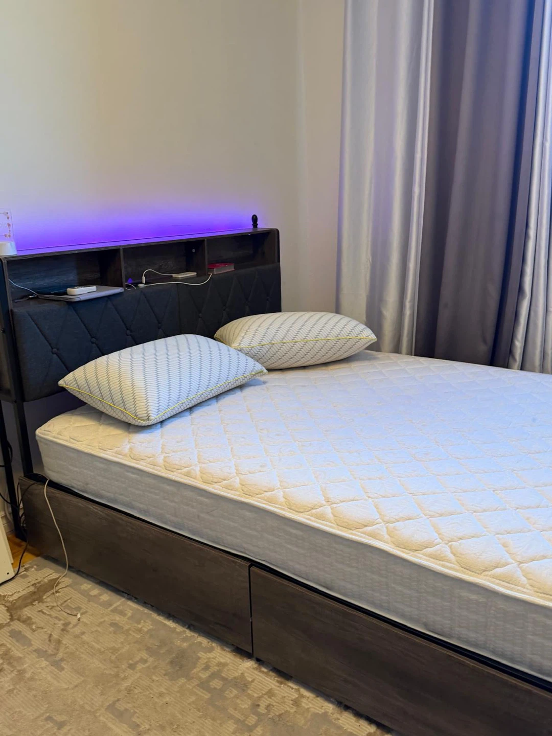 Full Size Bed Frame with Storage and LED Headboard - photo 4