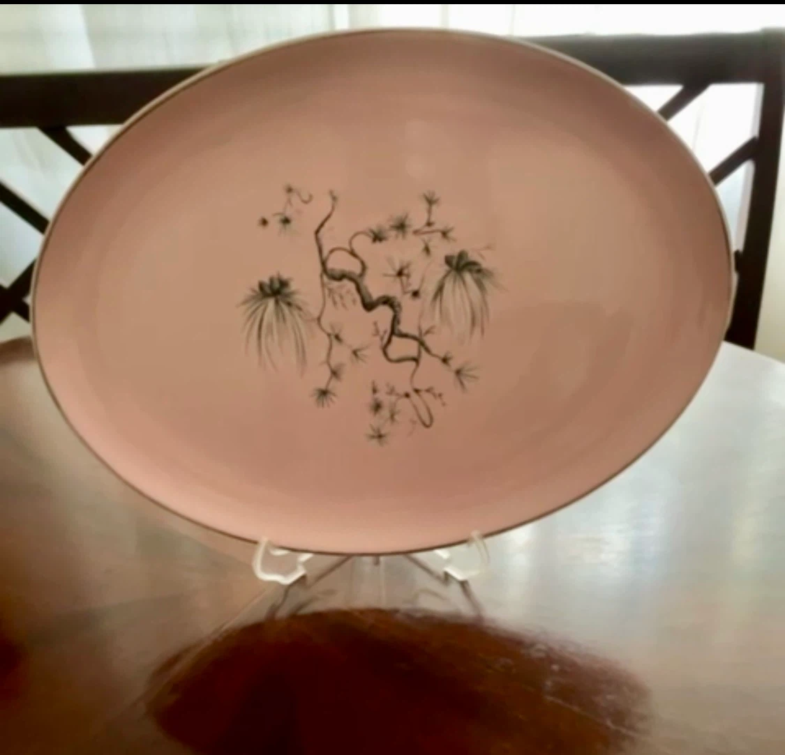 Vintage TS&T Dwarf Pine Pink Platter Mid-Century Modern 13