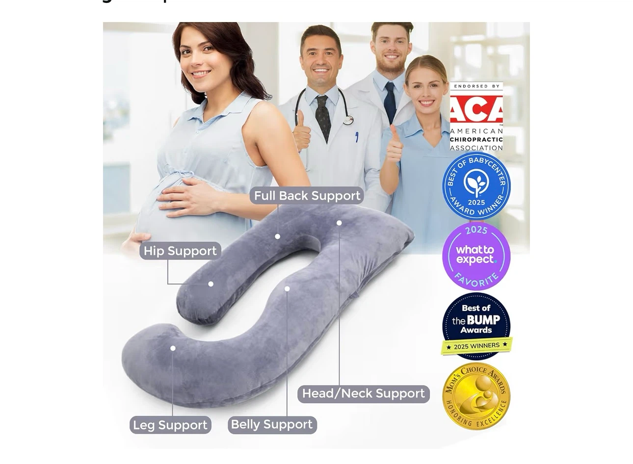 Momcozy U-Shaped Maternity Body Pillow - photo 2