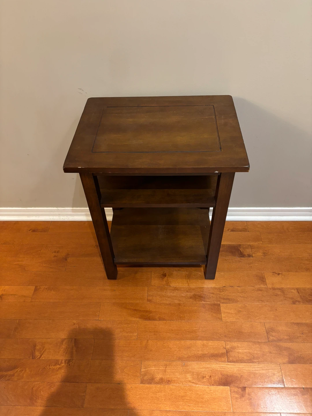Dark Wood End Table with Shelves - photo 2