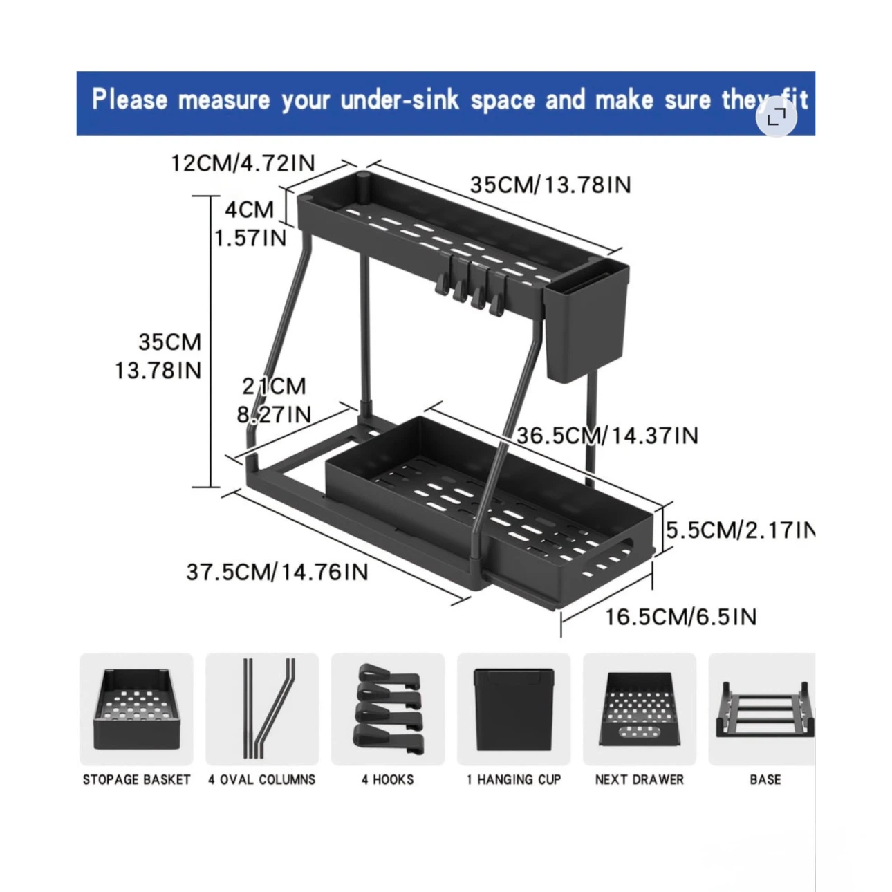 Brand new 2 Pack 2-Tier Under Sink Storage Organizer - photo 3