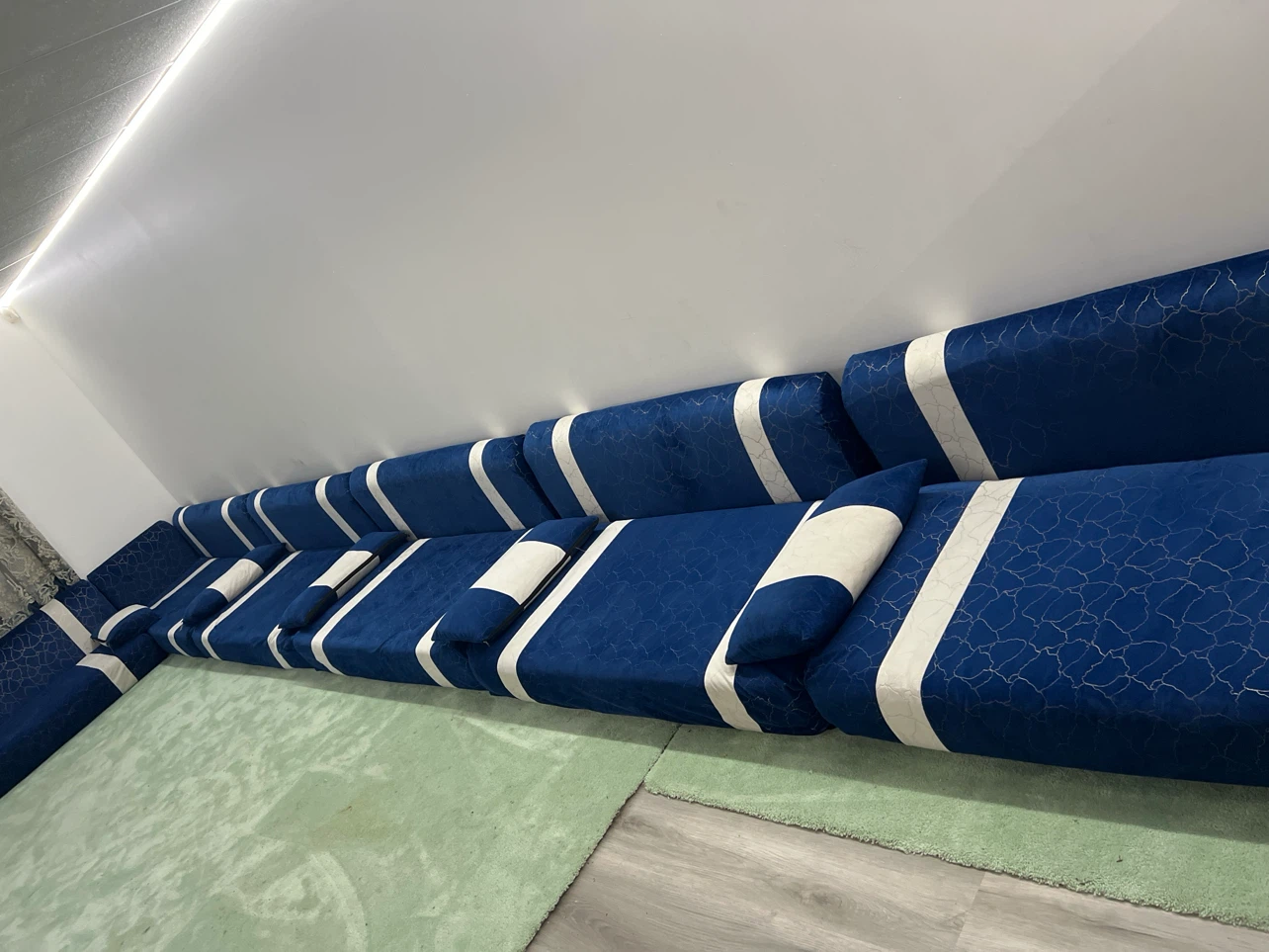Modular Floor Sofa Set Blue and White - photo 2