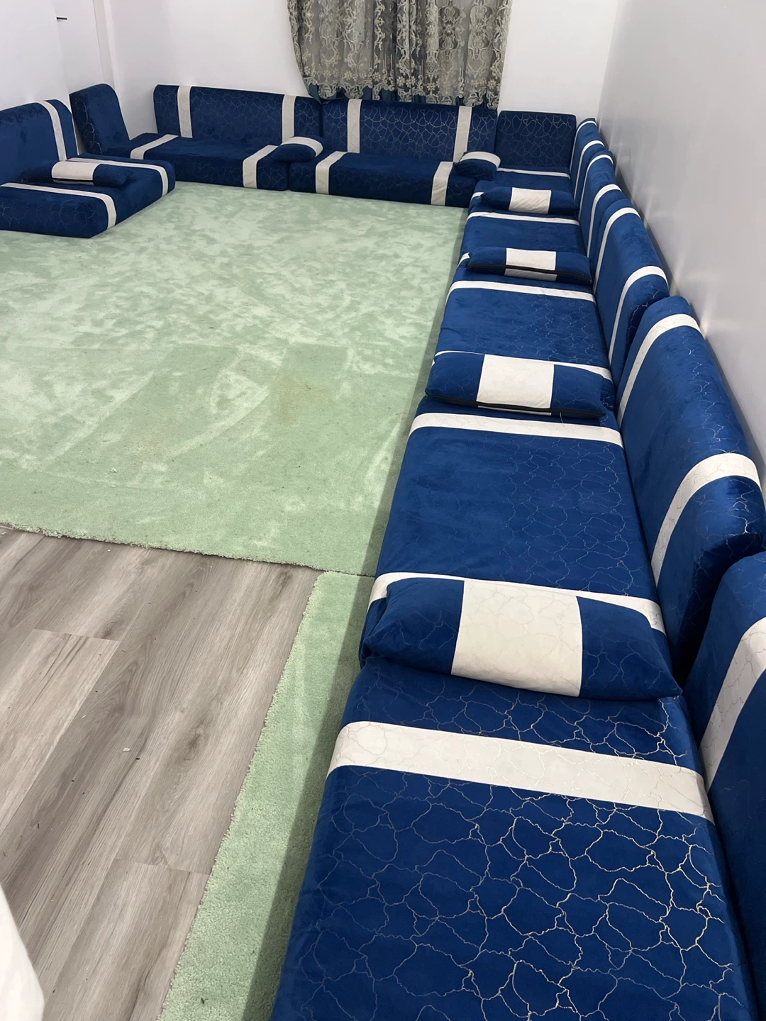 Modular Floor Sofa Set Blue and White - photo 4