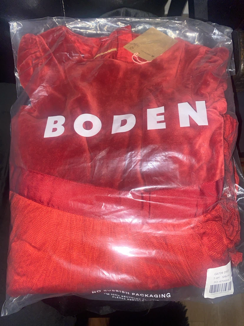 Boden Girls Dress, 7-8Y, Red and Pink
