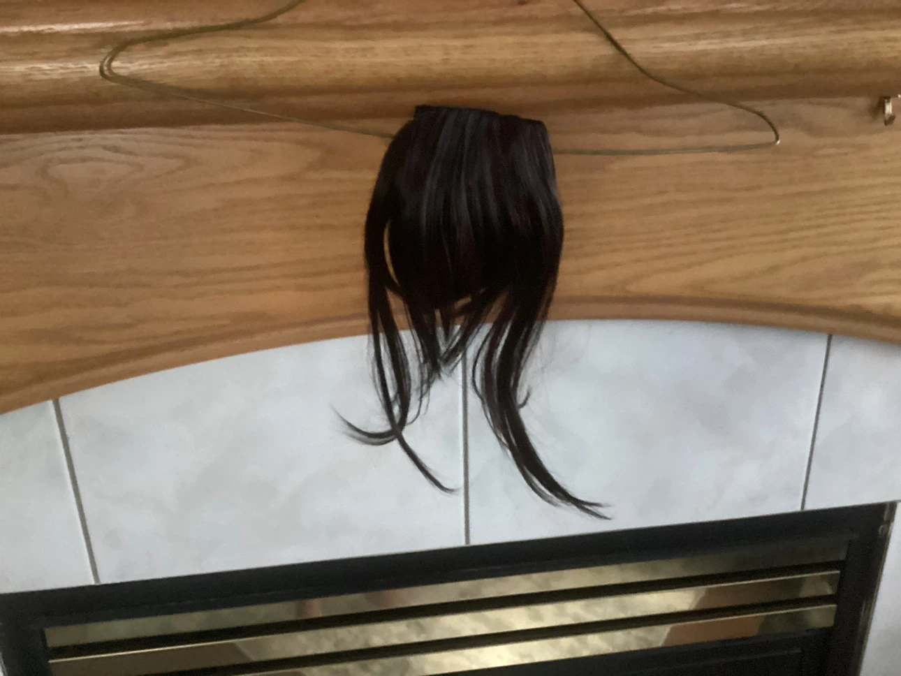 One piece clip in synthetic bangs