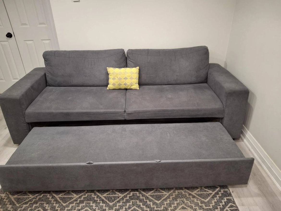 Grey sofa bed with pull-out trundle - photo 2