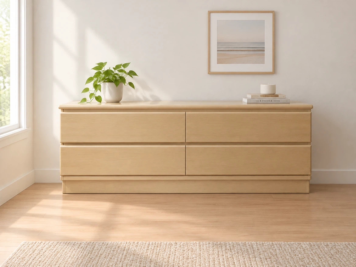 Light Wood 4-Drawer Dresser
