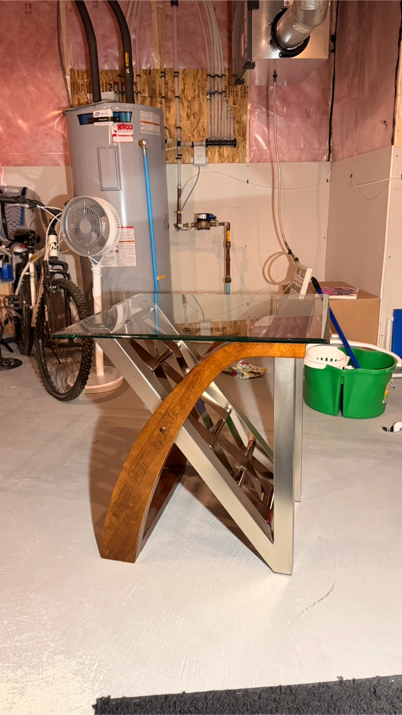 Modern Wood and Metal Coffee Table & Side Table Set - photo 2