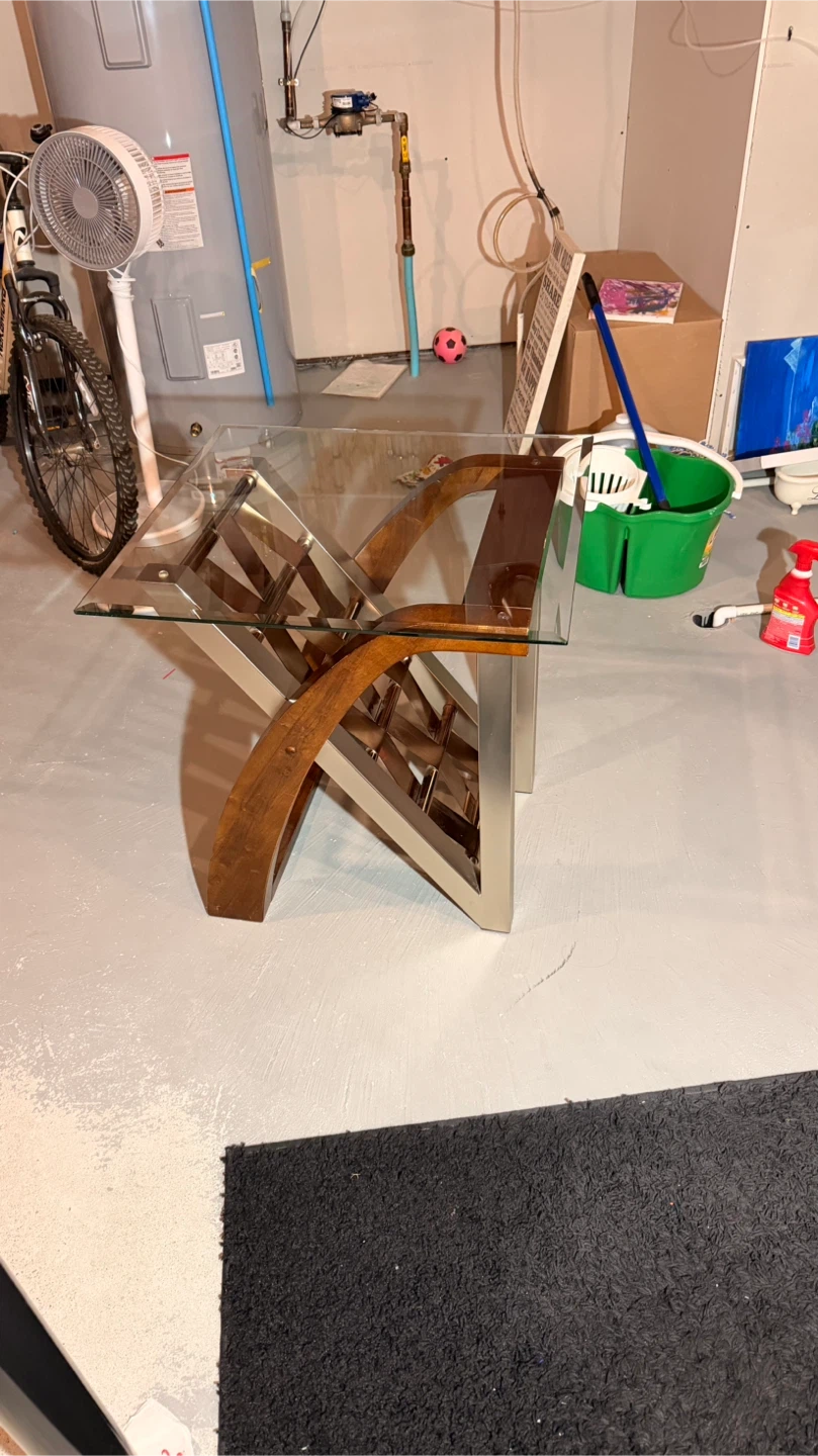Modern Wood and Metal Coffee Table & Side Table Set - photo 3