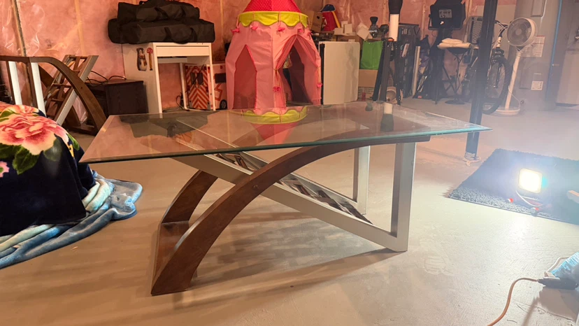 Modern Wood and Metal Coffee Table & Side Table Set - photo 4
