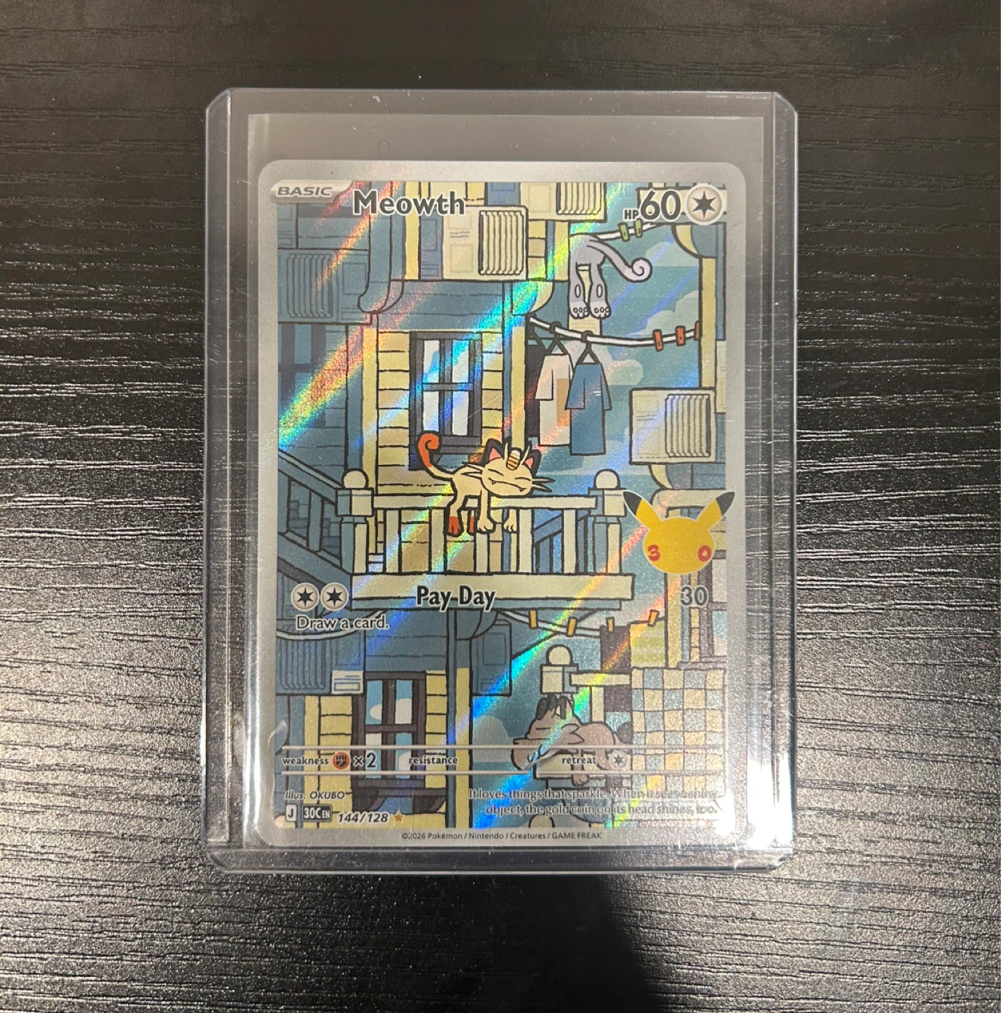 Pokemon 30th Anniversary Meowth 144/128 Illustration Rare