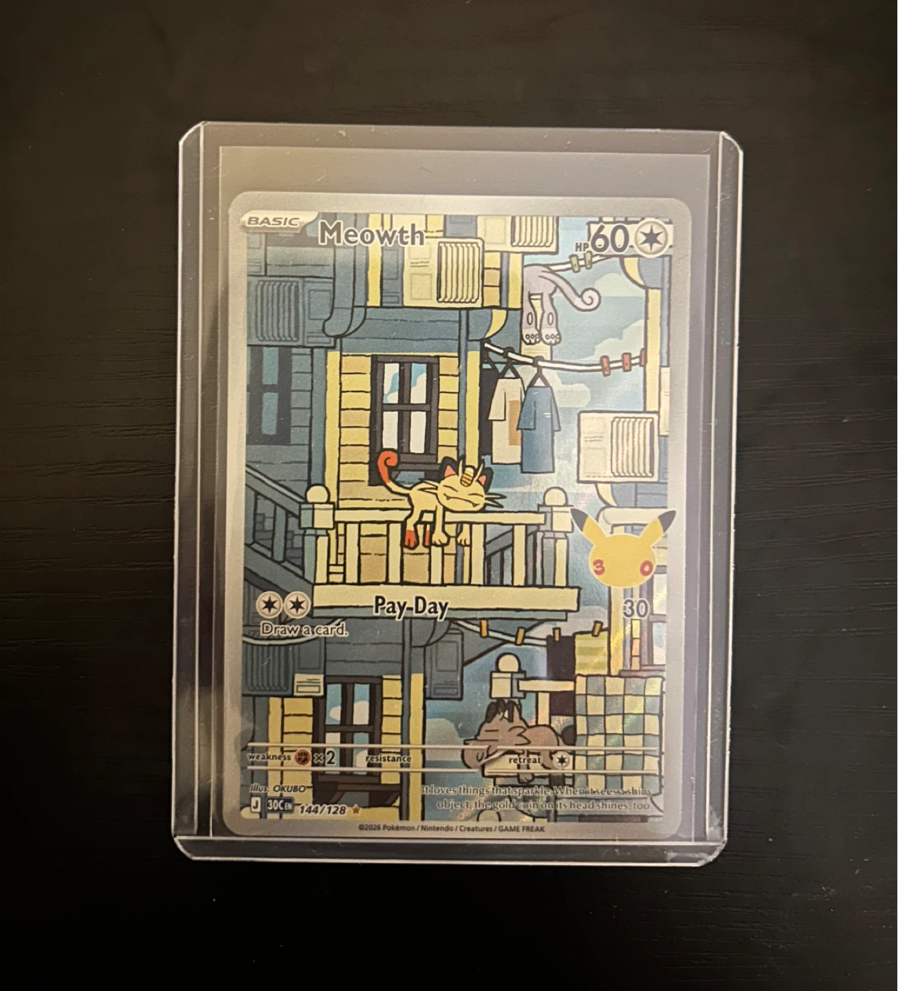 Pokemon 30th Anniversary Meowth 144/128 Illustration Rare - photo 2
