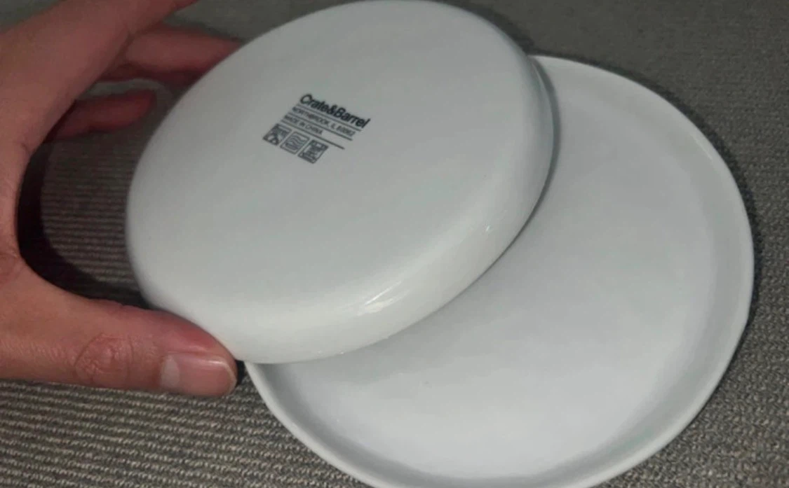 White Crate & Barrel Ceramic Appetizer Plates - Set of 2