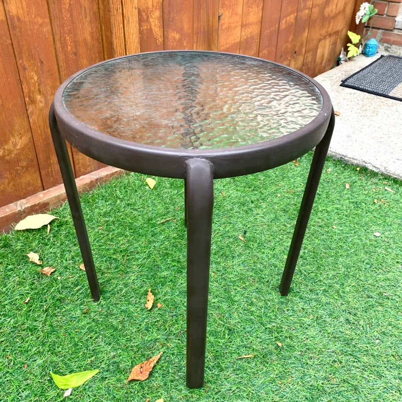 Round Glass Side Table Metal Patio Outdoor Accent End Table - photo 3