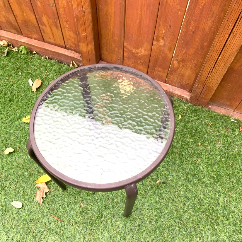 Round Glass Side Table Metal Patio Outdoor Accent End Table - photo 4
