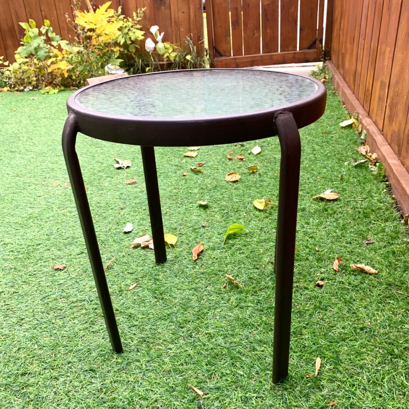 Round Glass Side Table Metal Patio Outdoor Accent End Table - photo 5