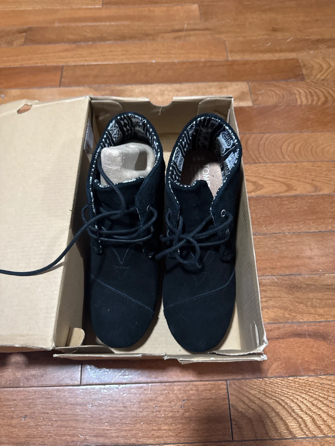 TOMS Black Wedge Ankle Boots