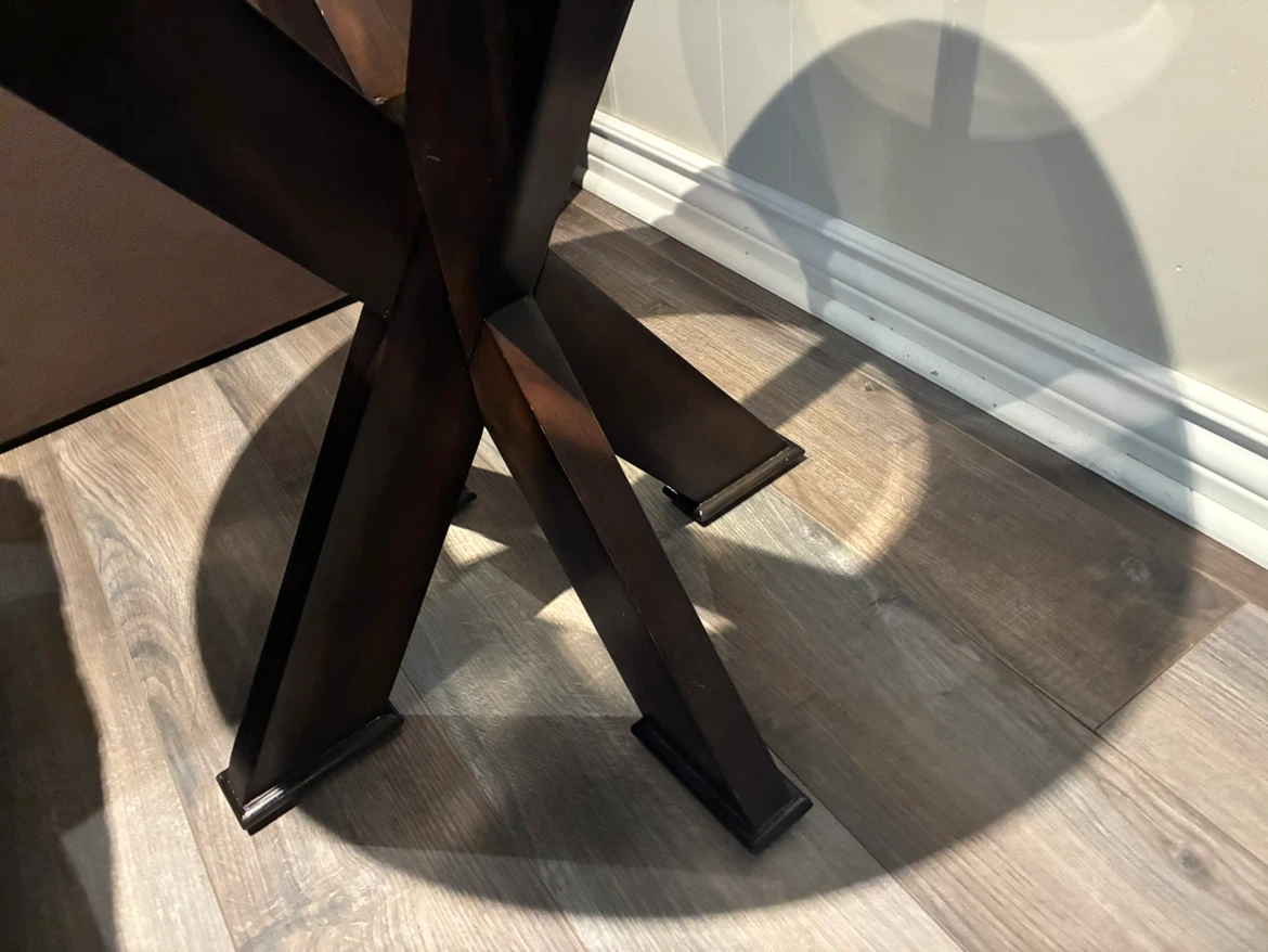 Round wooden side table with glass insert - photo 4