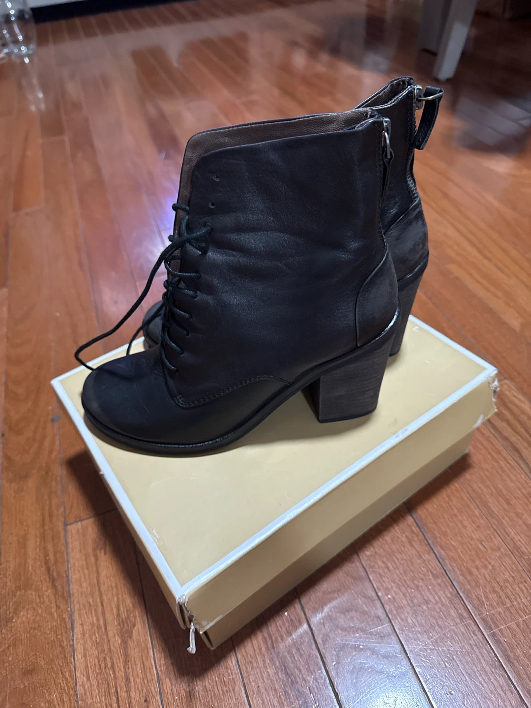 Nació 61 size 7 gunmetal leather distressed women’s boot - photo 3