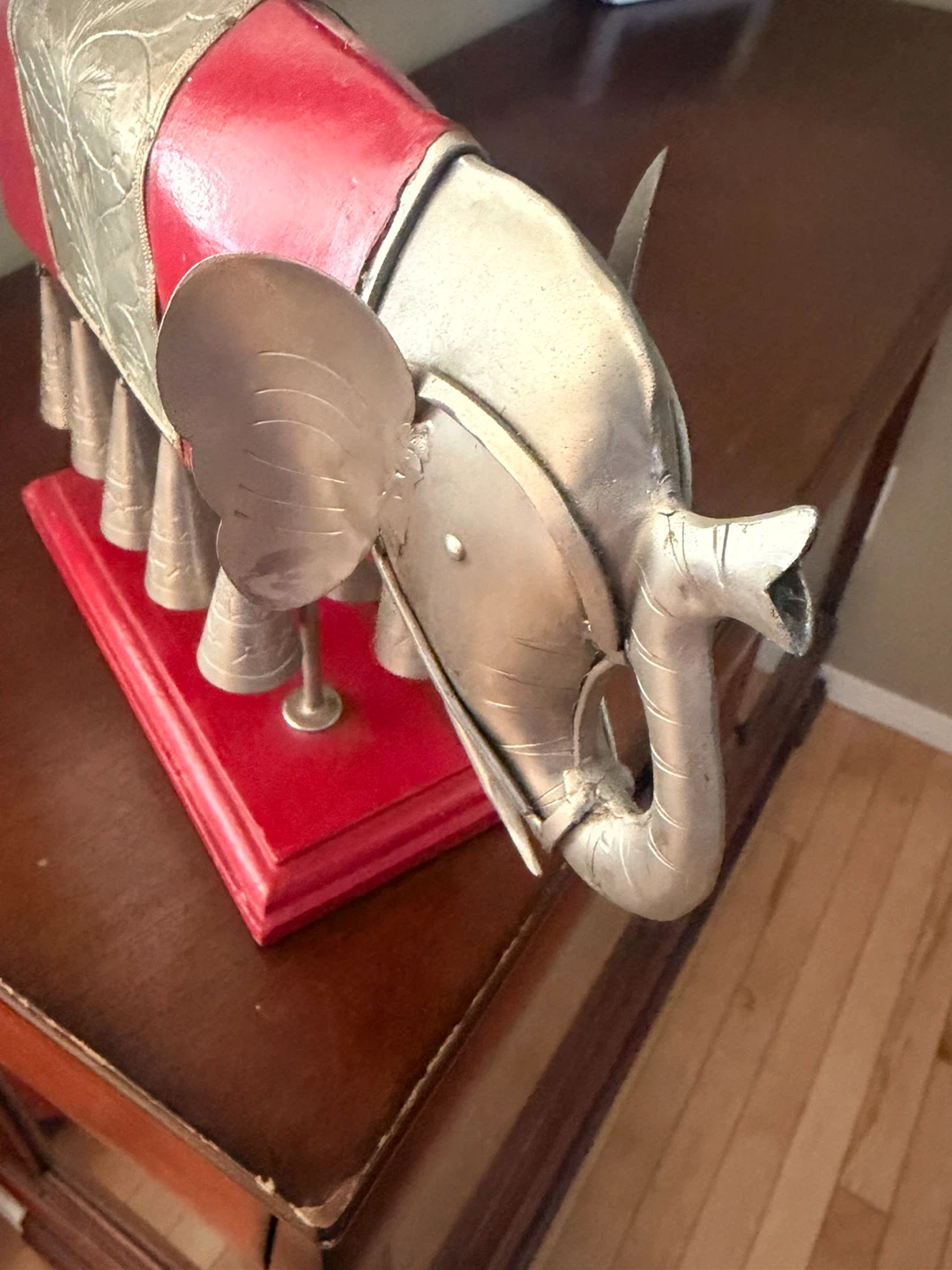 Decorative Red and Silver Elephant Ornament - photo 2
