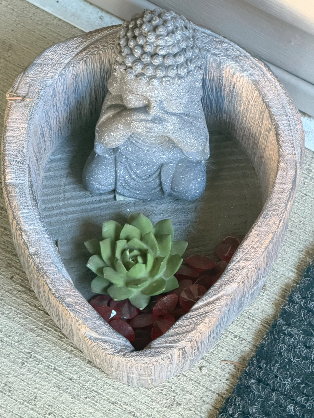 Stone Effect Buddha Planter with Succulent