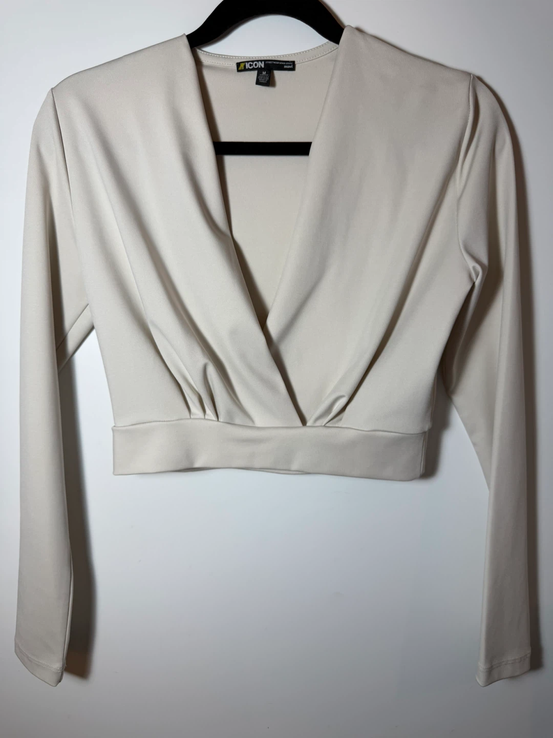 Mavi Beige Long Sleeve Crop Top