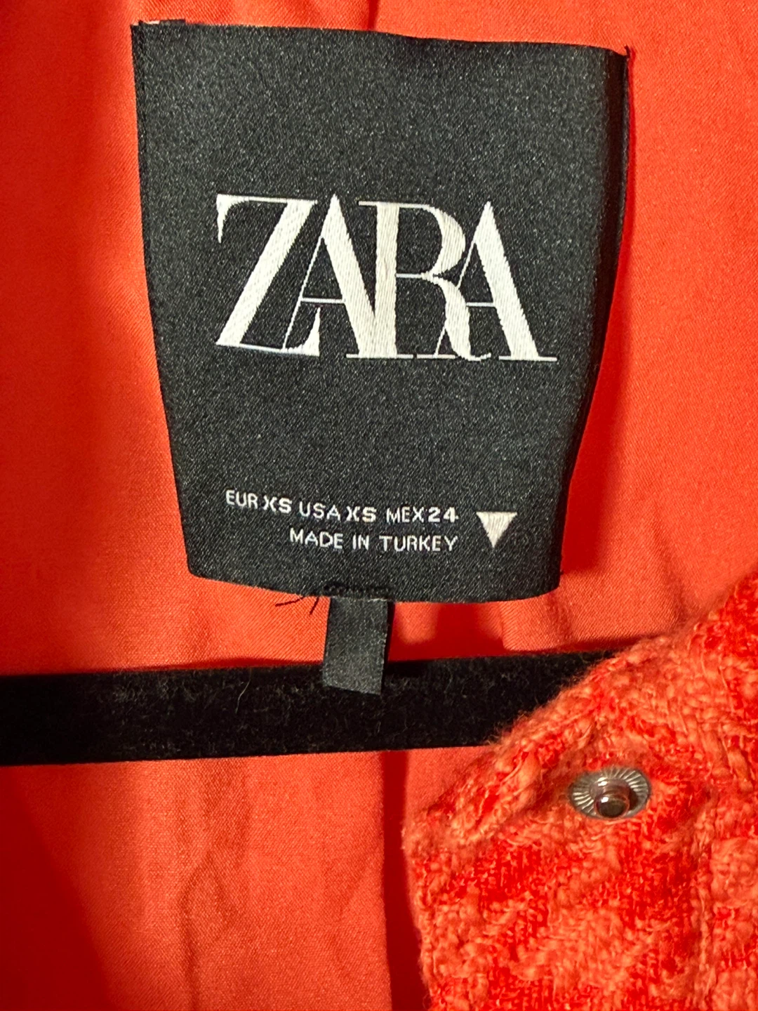 Zara Orange Houndstooth Cropped Jacket XS - photo 2