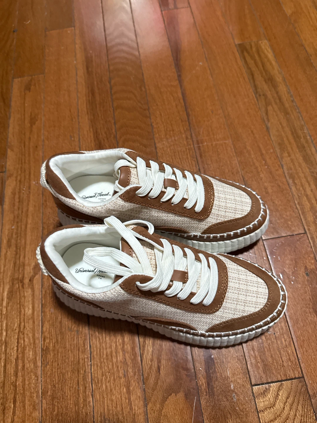 Universal Thread Platform Sneakers Tan and White