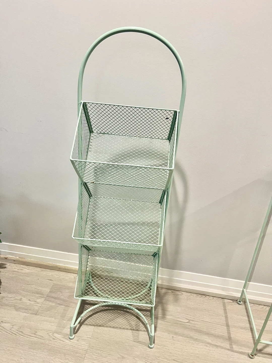 Mint Green Metal Three-Tier Rack and Side Table - photo 4