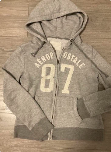 Aeropostale 87 Grey Zip-Up Hoodie