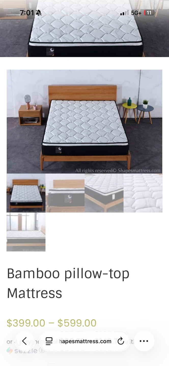 Queen Bed Frame and Shapes Bamboo Mattress