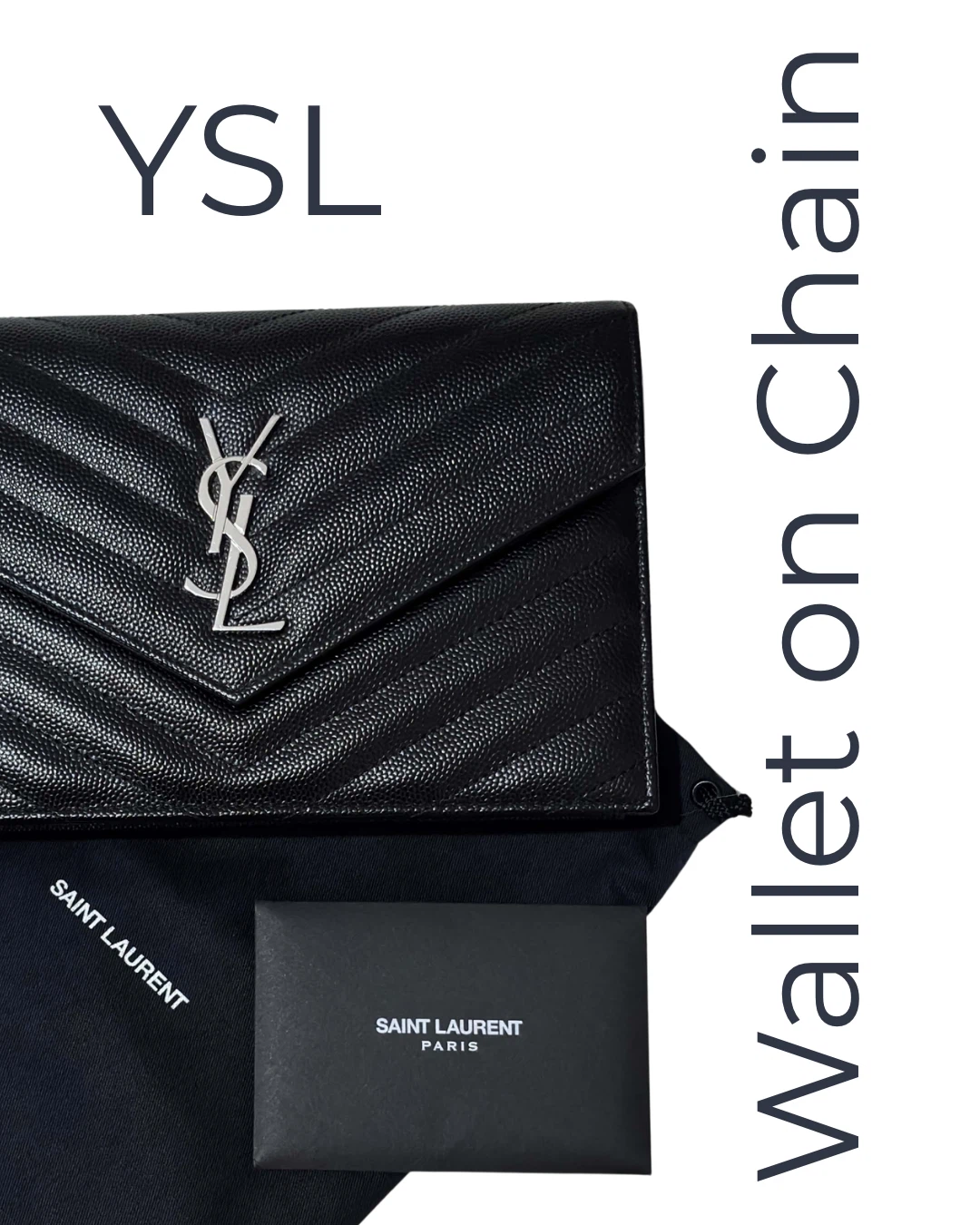 ORIGINAL YSL WALLET ON CHAIN BLACK