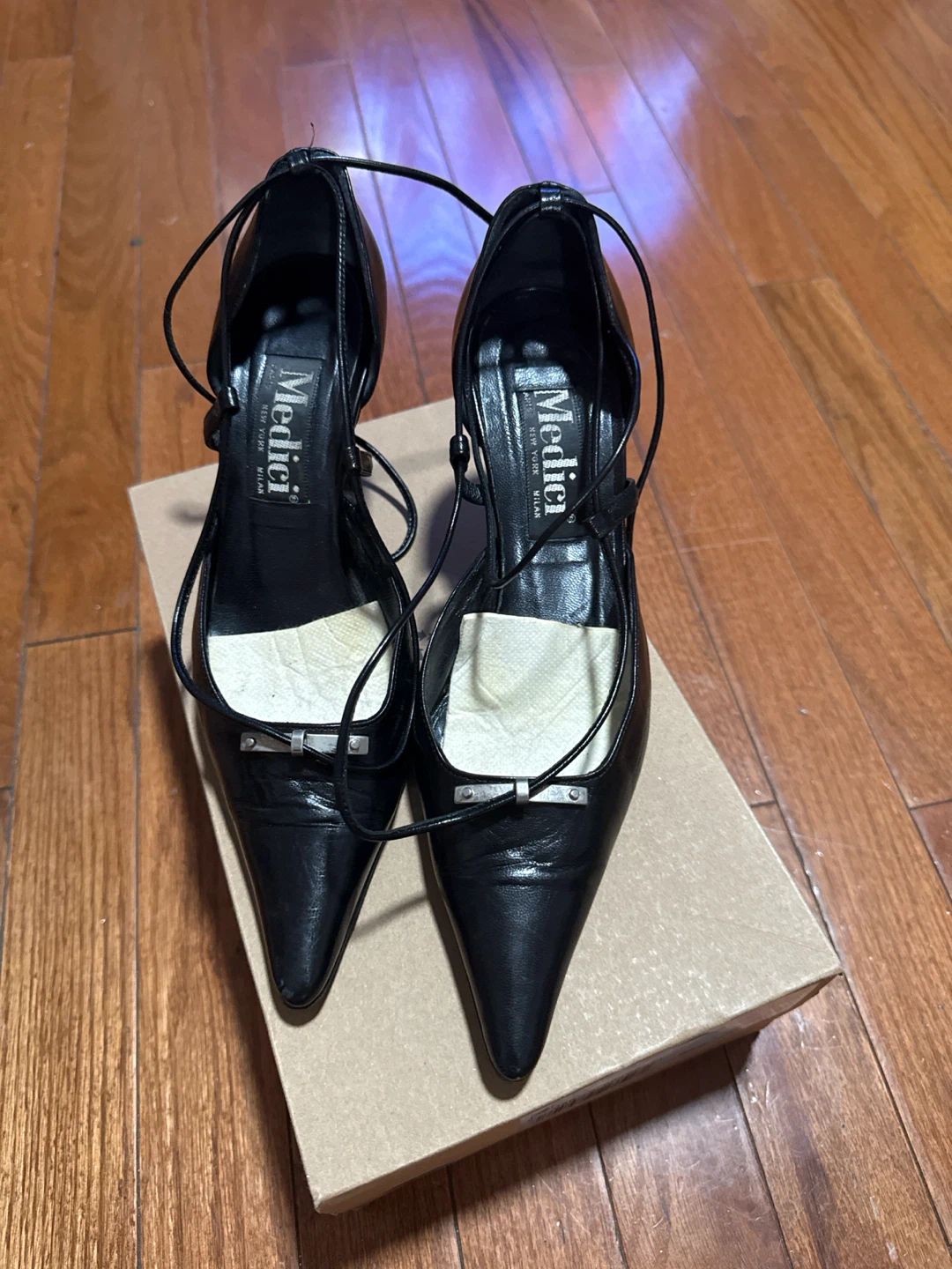 Medici Black Lace-up Heels