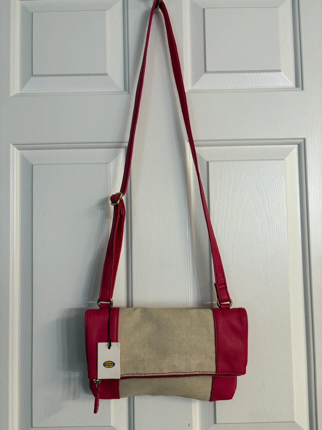 Fossil Kira Canvas & Vegan Leather Foldover Crossbody Bag