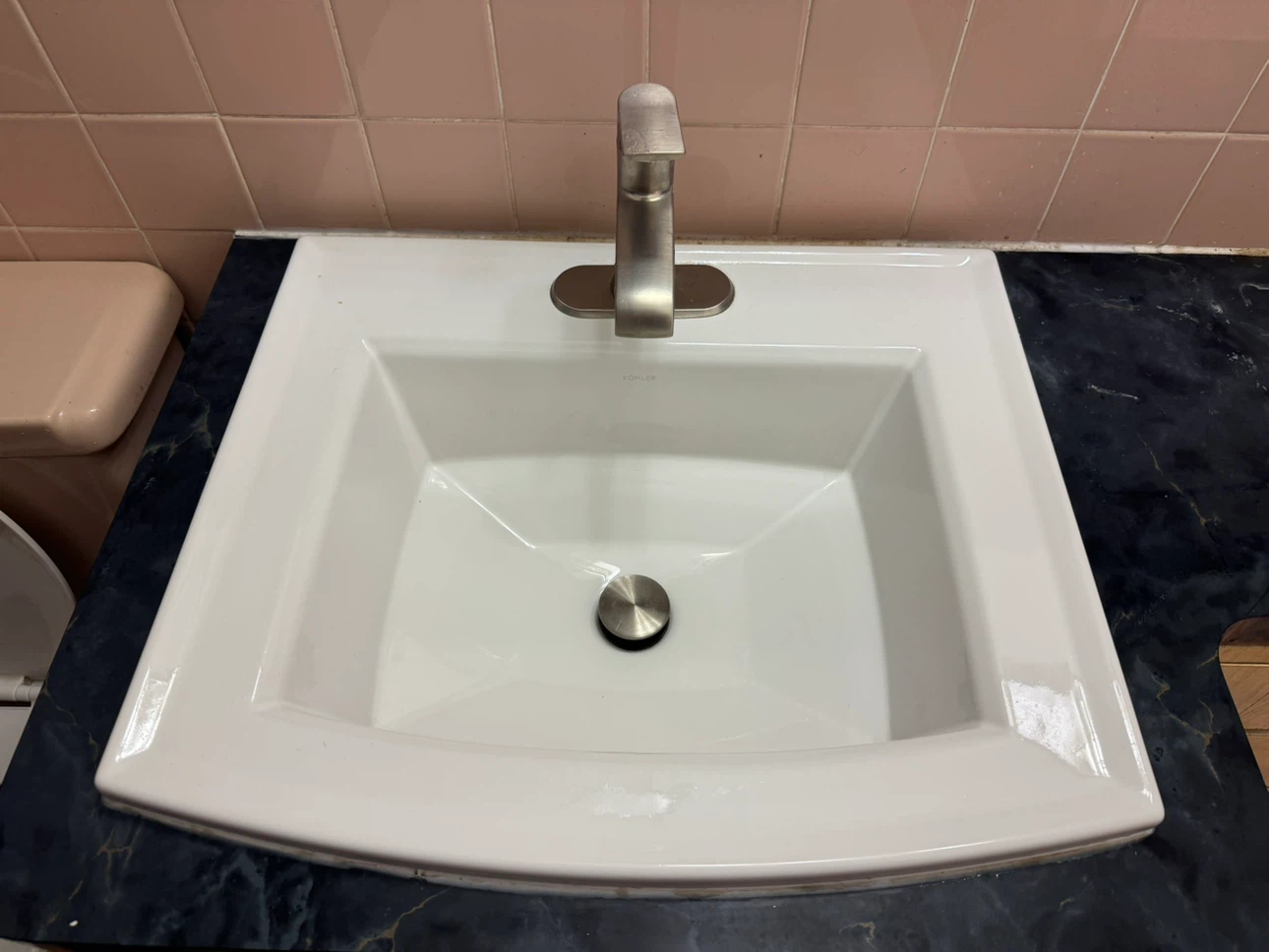 Kohler bathroom sink with Moen faucet