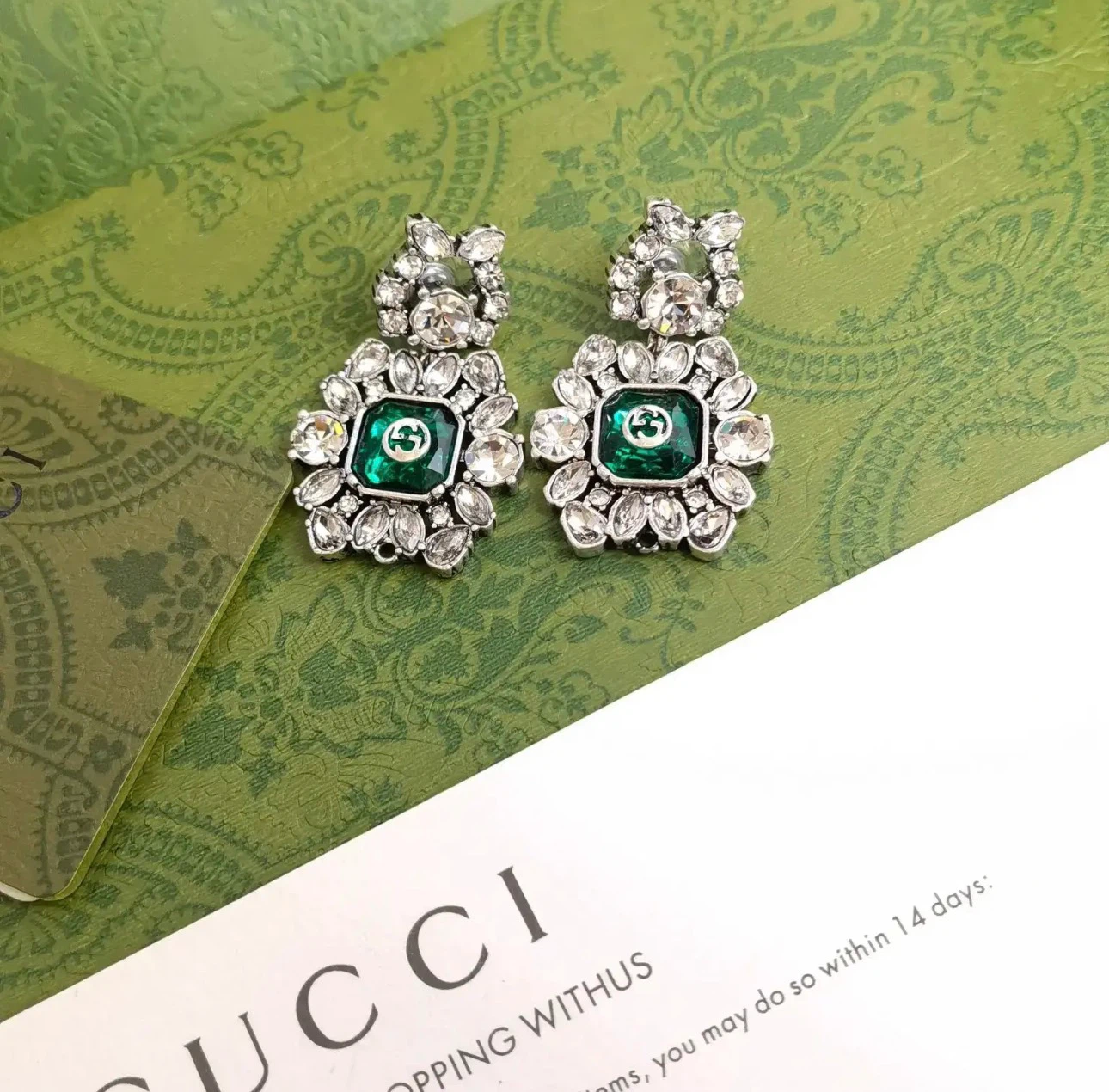 Gucci Crystal Emerald Earrings - photo 2