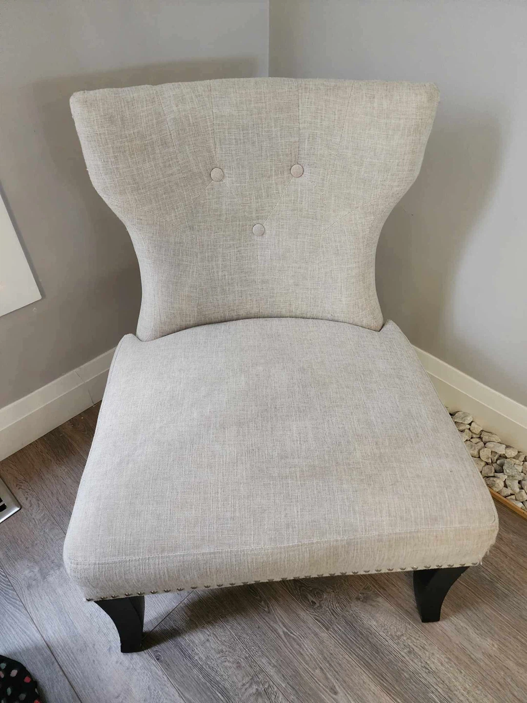 Beige Upholstered Accent Chair