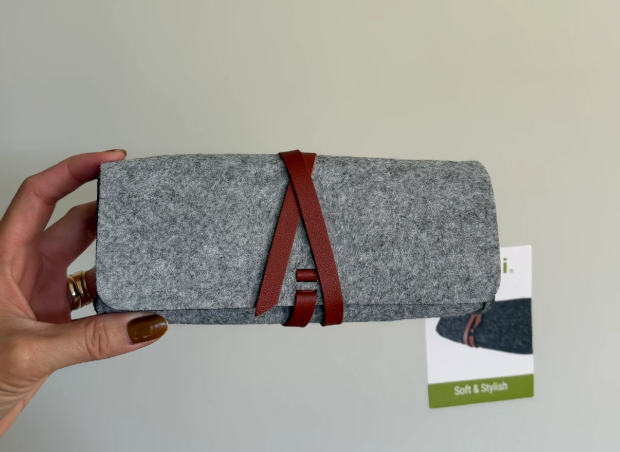 Meori Felt Pouch – Artistic Vegan Leather Closure | BNWT