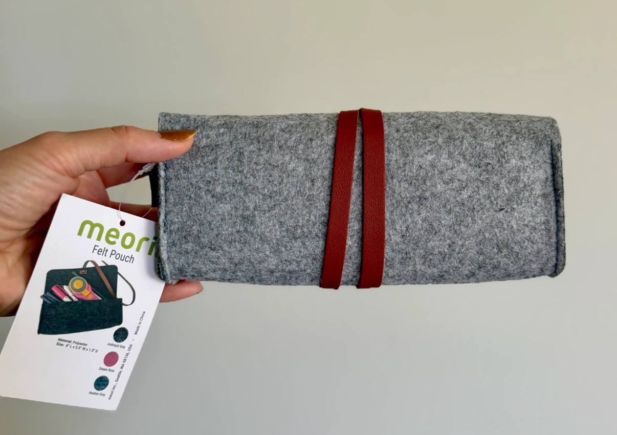 Meori Felt Pouch – Artistic Vegan Leather Closure | BNWT - photo 2