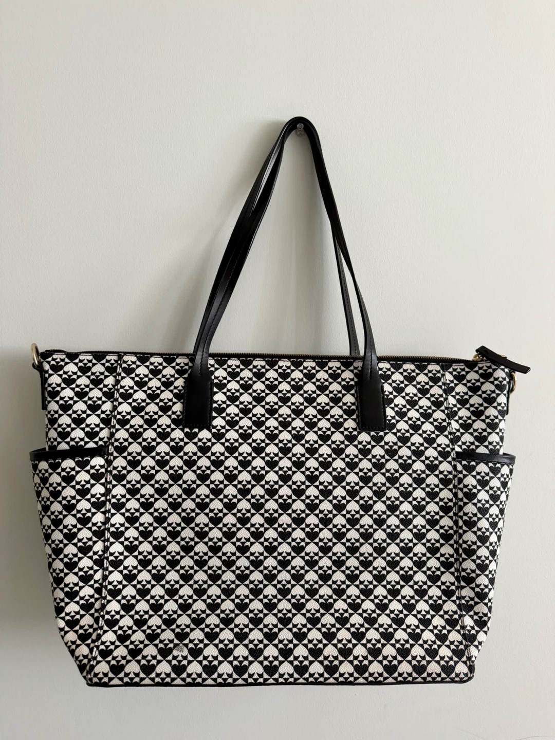 Kate Spade Black White Spade Print Tote Bag | Pink Interior - photo 2
