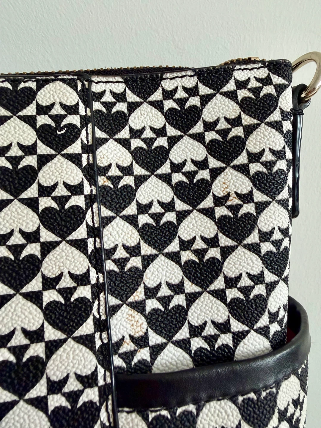Kate Spade Black White Spade Print Tote Bag | Pink Interior - photo 4
