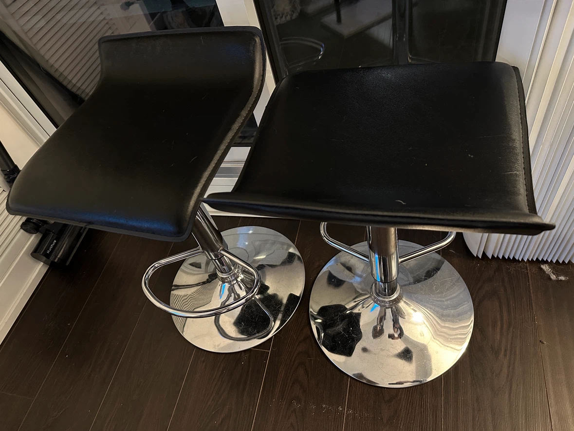 Two Black Adjustable Height Bar Stools - photo 2