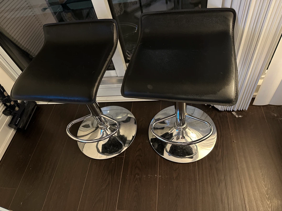 Two Black Adjustable Height Bar Stools - photo 3