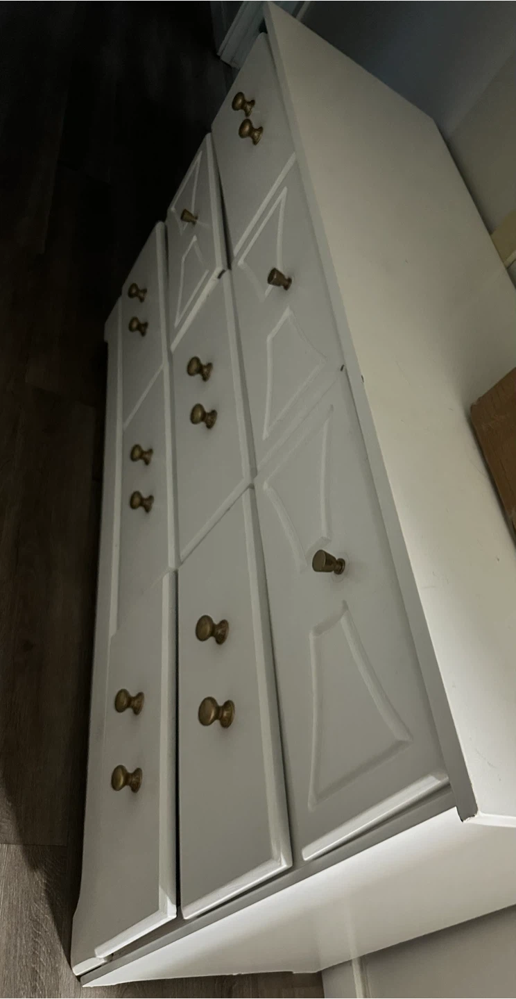 White Dresser with Brass Hardware - photo 2